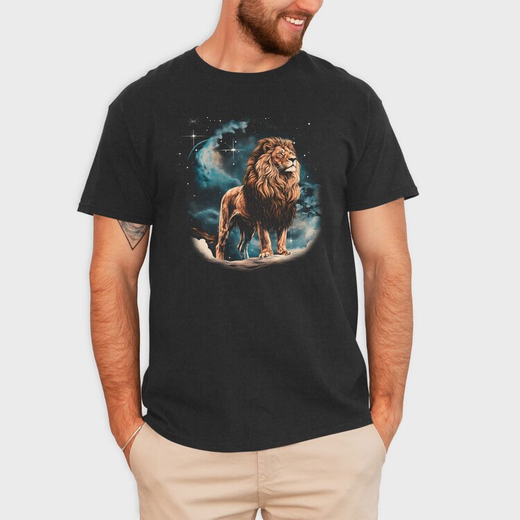 Lion Night Stars, Tricou Barbati (Unisex)
