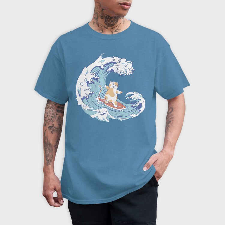 Cute Surfer Cat, Tricou Barbati (Unisex)