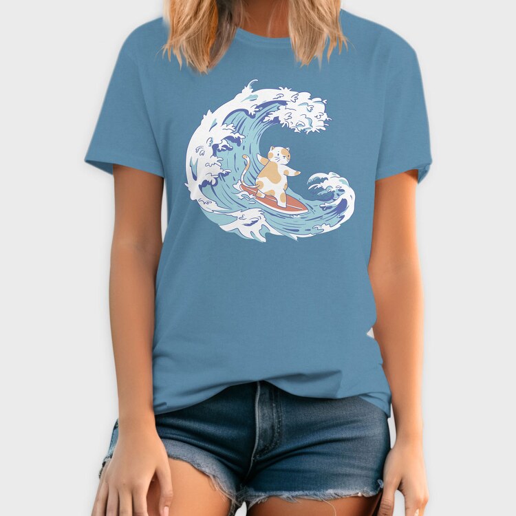 Cute Surfer Cat, Tricou Barbati (Unisex)