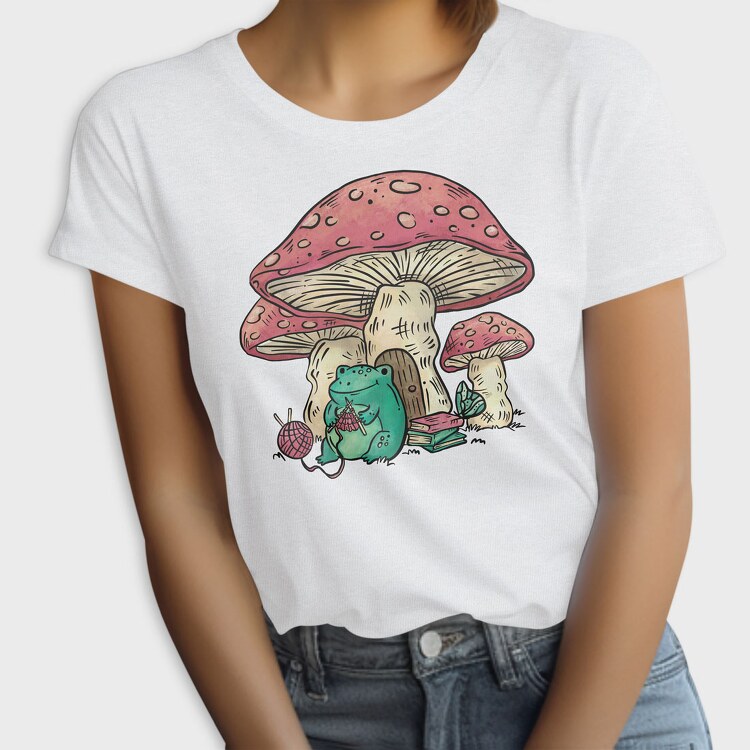 Frog Knitting Mushroom House, Tricou Femei