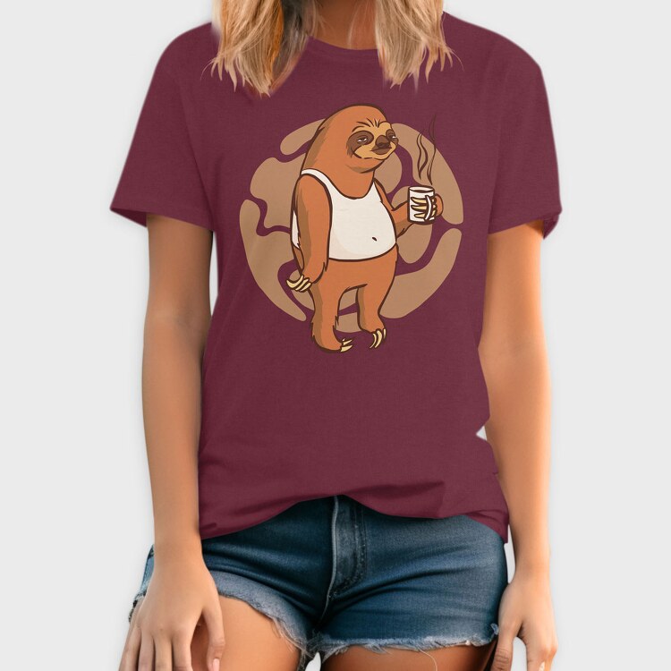 Sloth With Coffee Mug, Tricou Barbati (Unisex)