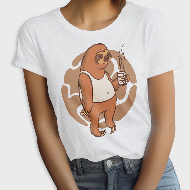 Sloth With Coffee Mug, Tricou Femei