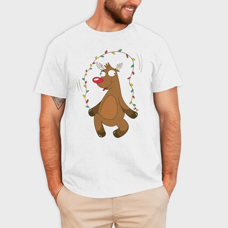 Reindeer Christmas Lights, Tricou Barbati (Unisex)