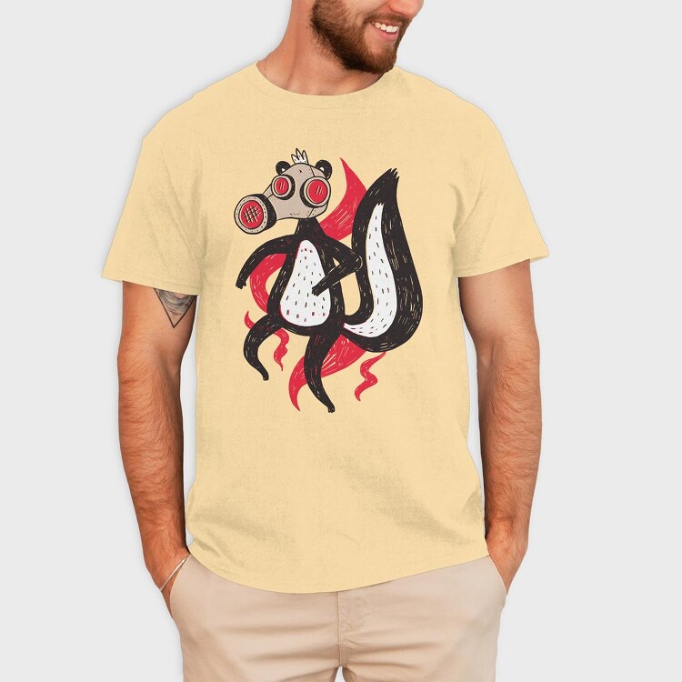 Skunk With Gas Mask, Tricou Barbati (Unisex)