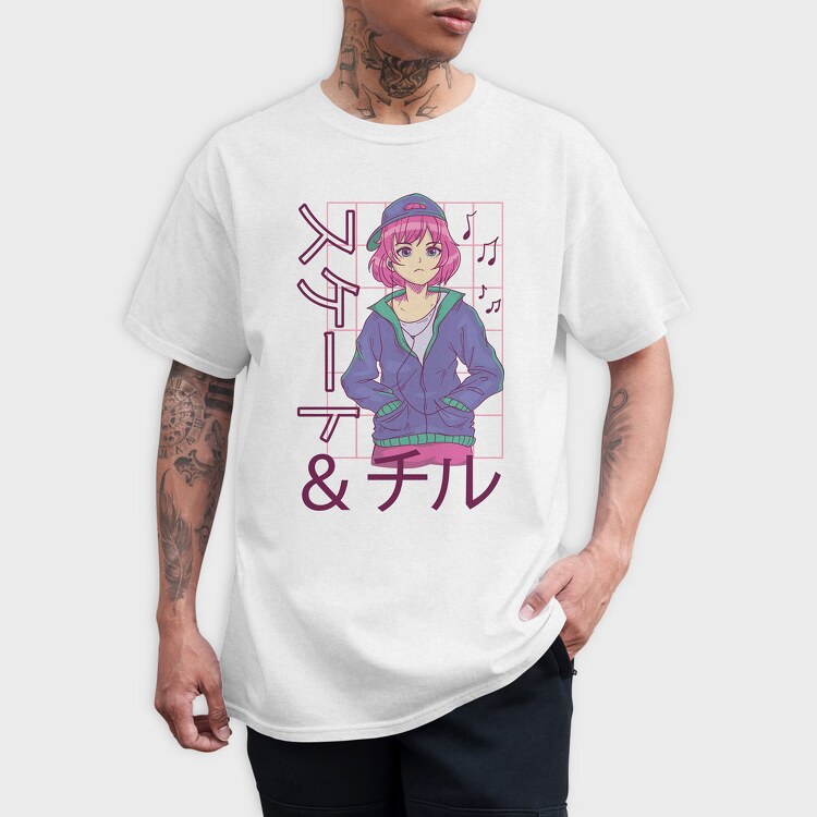 Anime Skate Chill Girl, Tricou Barbati (Unisex)