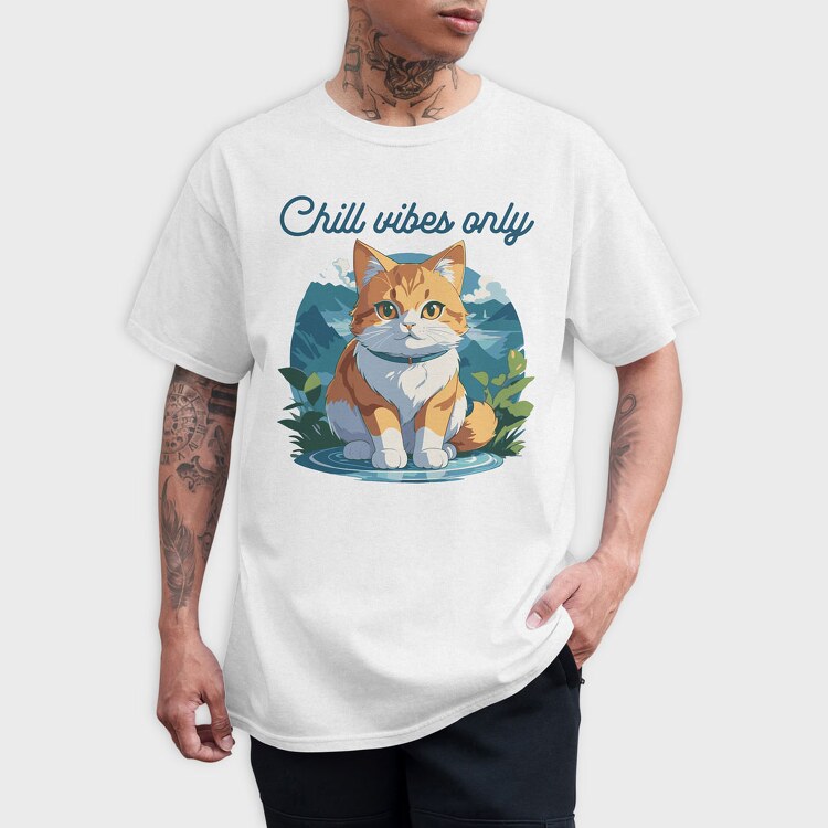 Cat Chill Vibes, Tricou Barbati (Unisex)
