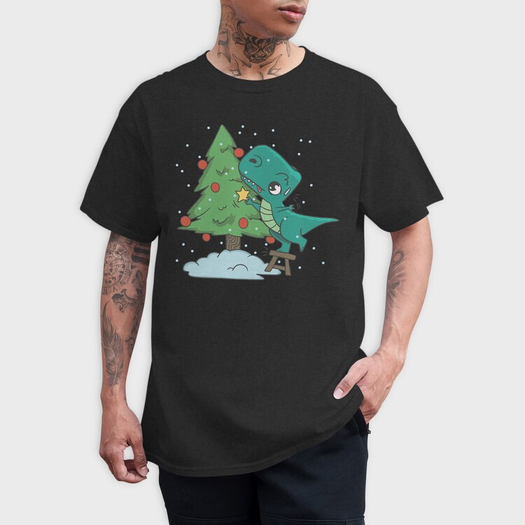 Trex Chistmas Tree, Tricou Barbati (Unisex)