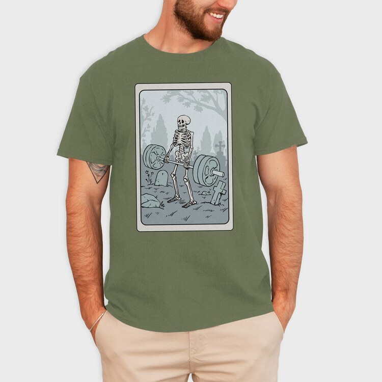 Skeleton Deadlifting Tarot Card, Tricou Barbati (Unisex)