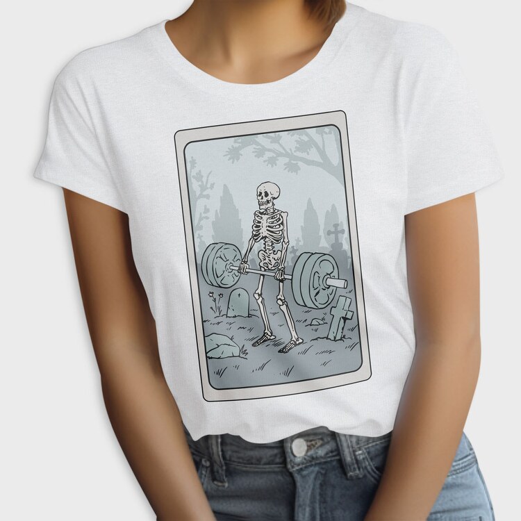 Skeleton Deadlifting Tarot Card, Tricou Femei