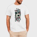 Flowers Cat Skull, Tricou Barbati (Unisex)