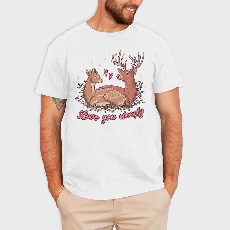 Valentine Deer, Tricou Barbati (Unisex)