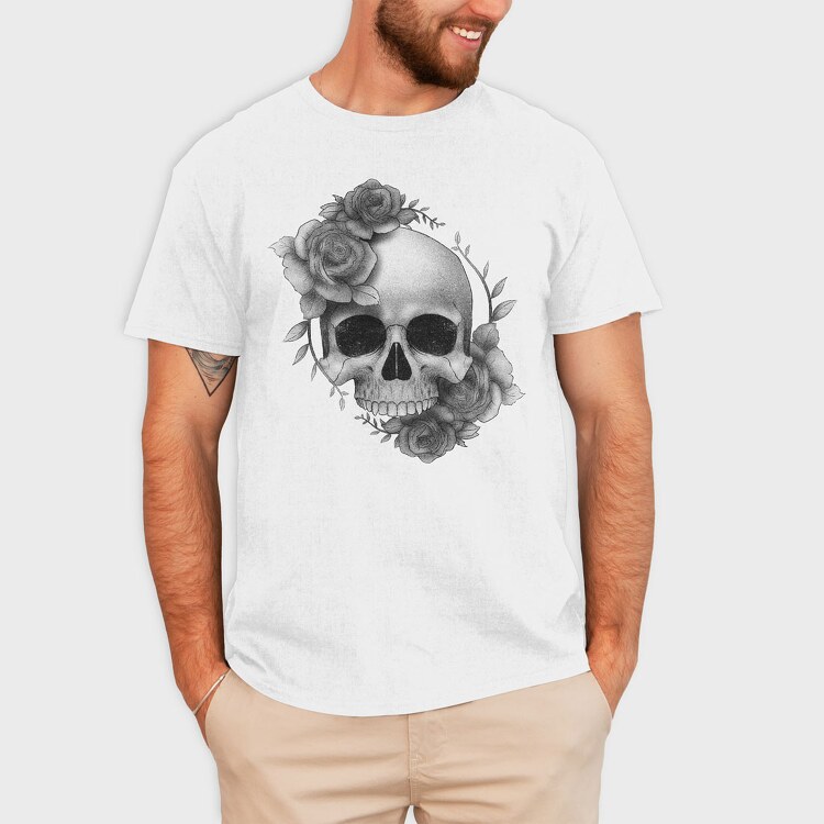 Skull Roses, Tricou Barbati (Unisex)