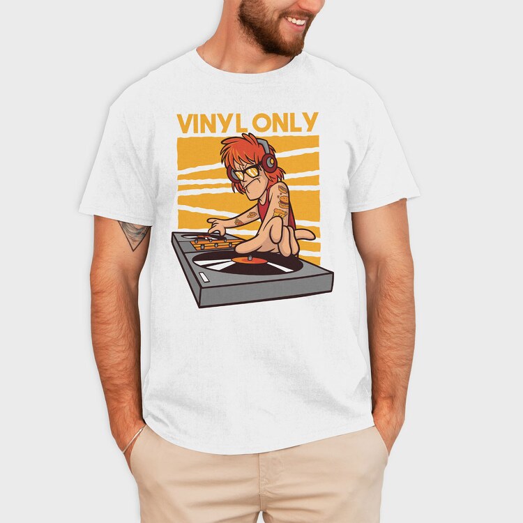 Vinyl Only Dj, Tricou Barbati (Unisex)