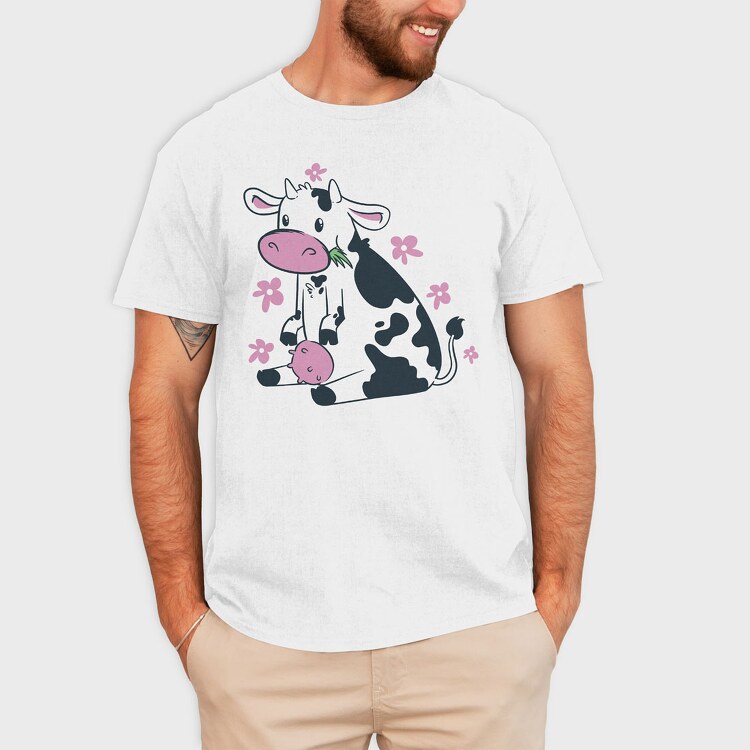 Cute Cow Pink, Tricou Barbati (Unisex)