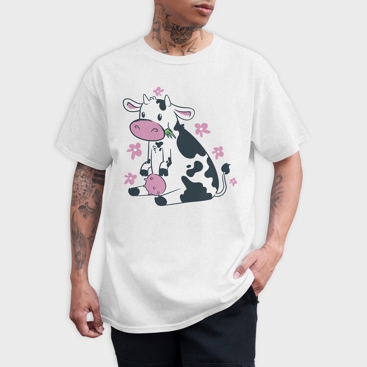 Cute Cow Pink, Tricou Barbati (Unisex)