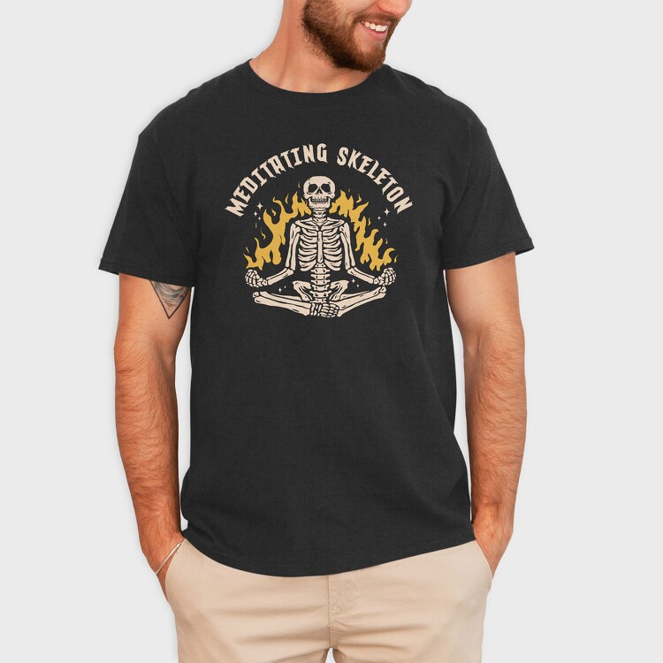 Meditating Skelleton, Tricou Barbati (Unisex)