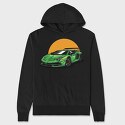 Lambo Sunset, Hanorac Oversize Barbati (Unisex)