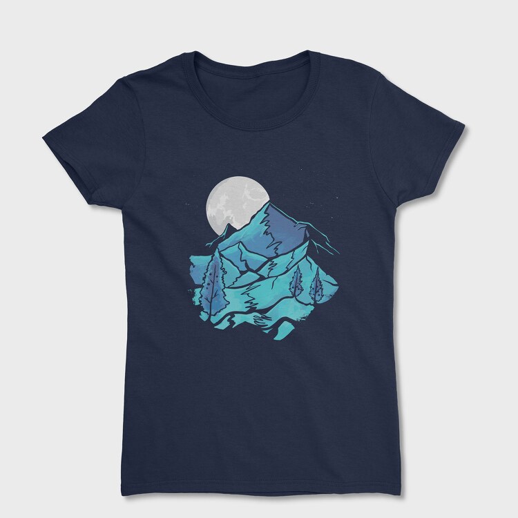 Watercolour Moon Landscape, Tricou Femei