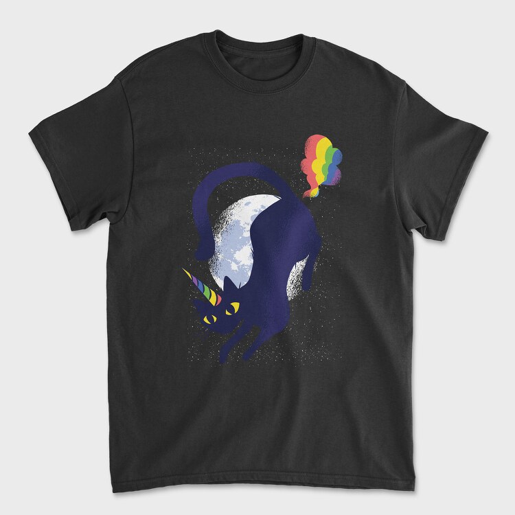 Black Cat Unicorn, Tricou Barbati (Unisex)