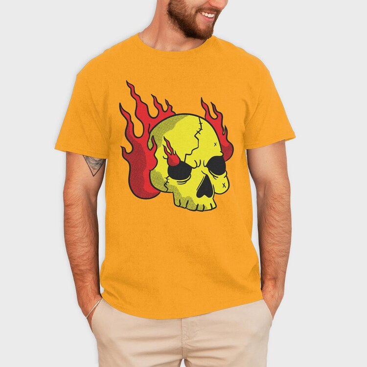 Burning Skull, Tricou Barbati (Unisex)