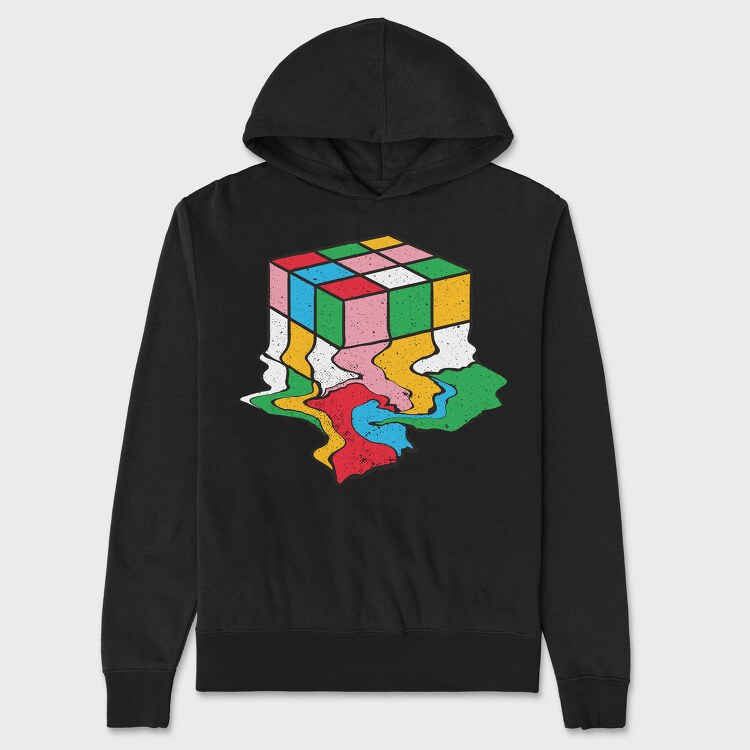 Melting Rubiks Cube, Hanorac Oversize Barbati (Unisex)