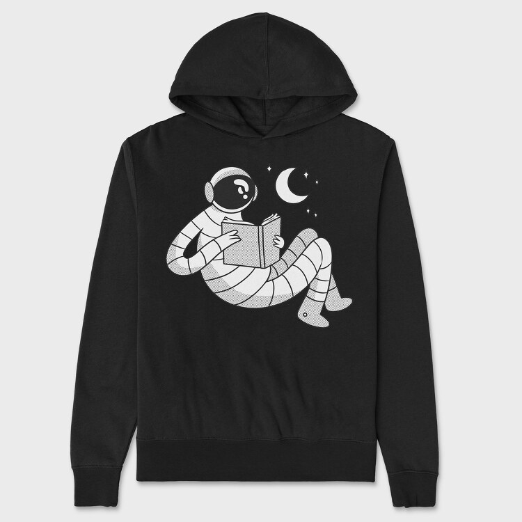 Astronaut Reading, Hanorac Oversize Barbati (Unisex)