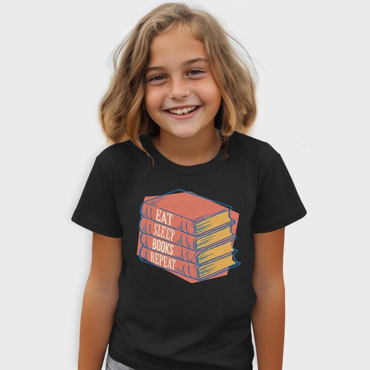 Eat Sleep Books Repeat, Tricou Copii